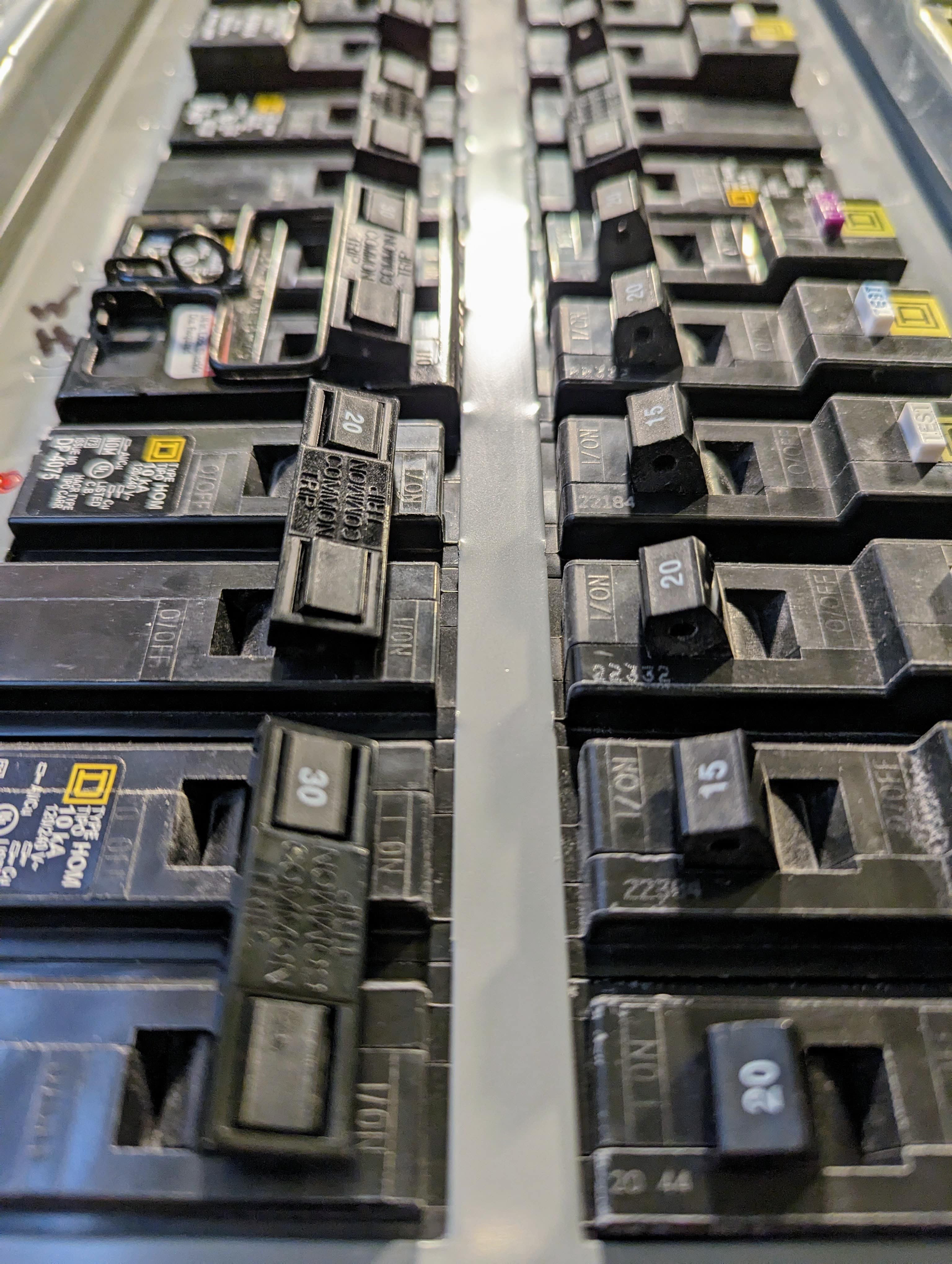 Photo of circuit breakers.